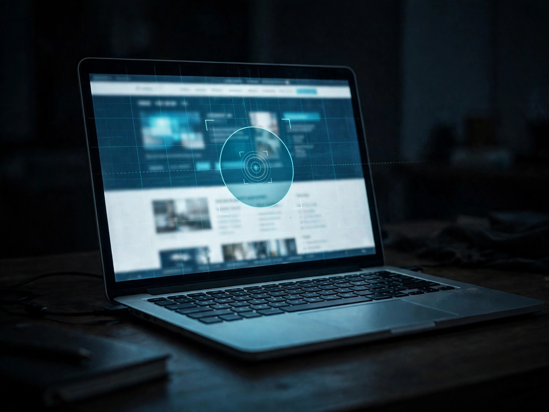Website being analyzed on a laptop screen