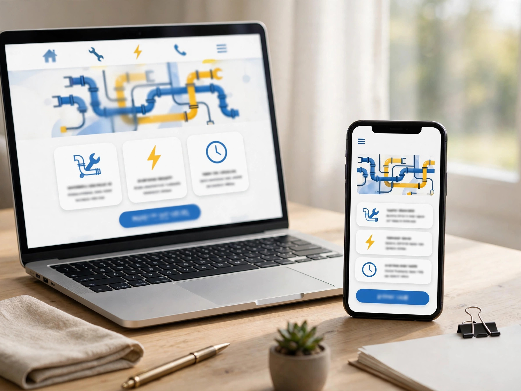 Laptop and phone showing a beautiful business website